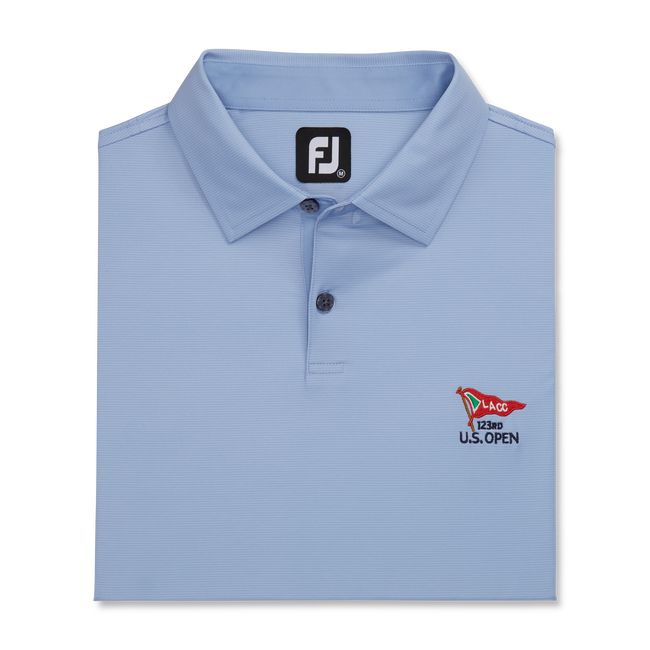 Footjoy 2023 U.S. Open Micro Feeder Stripe Lisle Self Collar Hemd Herren Azurblau | BRIQSNP-63