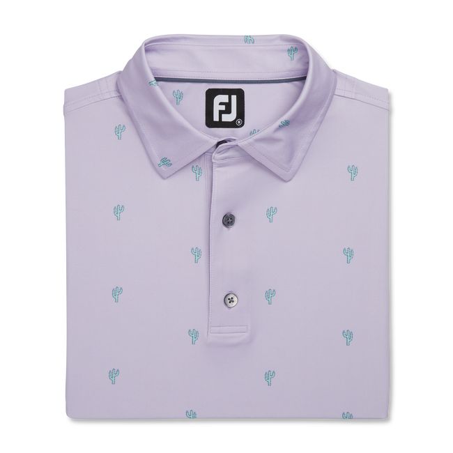 Footjoy Cactus Print Lisle Self Collar Hemd Herren Lila | RJMEQGK-15