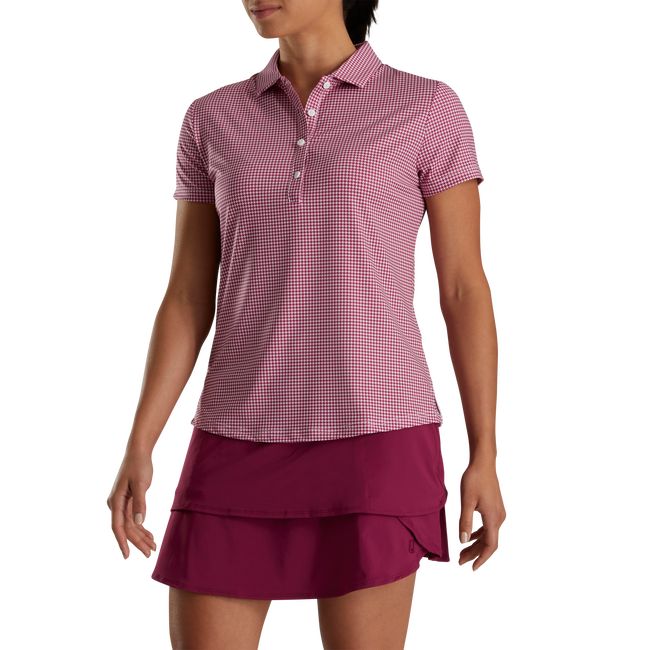 Footjoy Houndstooth Lisle Hemd Damen Rosa | ZAGRIBC-13