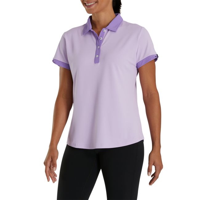 Footjoy Kurzes Sleeve Color Block Hemd Damen Lila | UOQIHCG-12