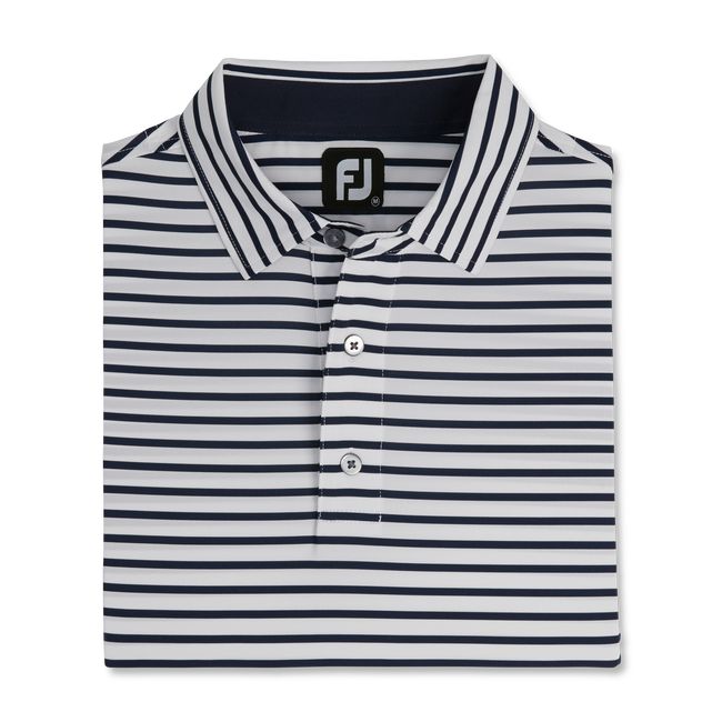 Footjoy Lisle 2 Color Stripe Self Collar Hemd Herren Weiß Schwarz | VLIGJZO-08