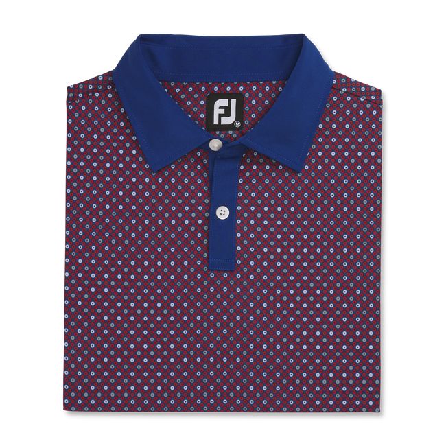 Footjoy Lisle Circle Print Self Collar Hemd Herren Bordeaux | FVQNKPZ-71