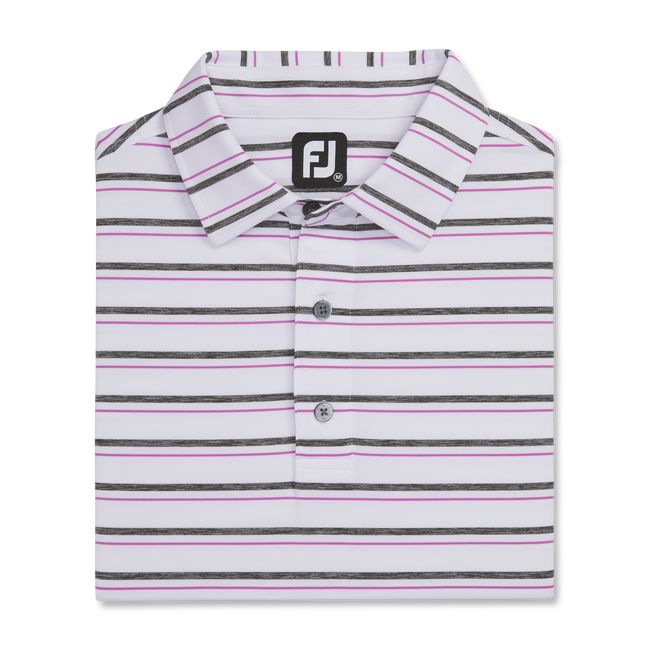 Footjoy Lisle Space Dyed Stripe Self Collar Hemd Herren Weiß | DHFCMNA-04