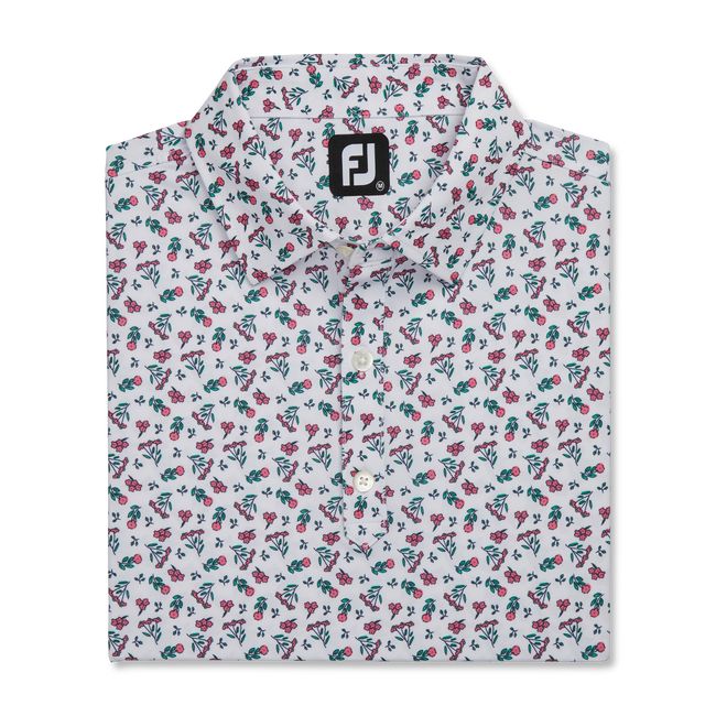 Footjoy Mini Floral Lisle Self Collar Hemd Herren Blumen | YLITHRG-74