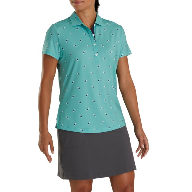 Footjoy Shoe Print Lisle Self Collar Hemd Damen Mintfarben | GRYCSJM-76