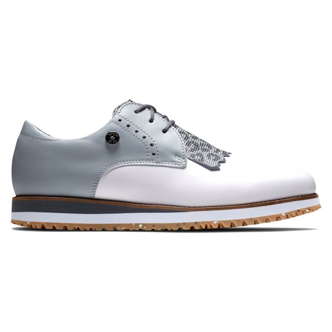 Footjoy Sport Retro - Kiltie Golfschuhe Damen Weiß Grau | VXIJNSZ-05