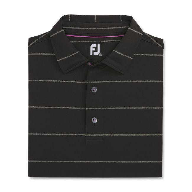 Footjoy Stretch Pique Chalkstripe Self Collar Hemd Herren Schwarz | ORVWJEX-71