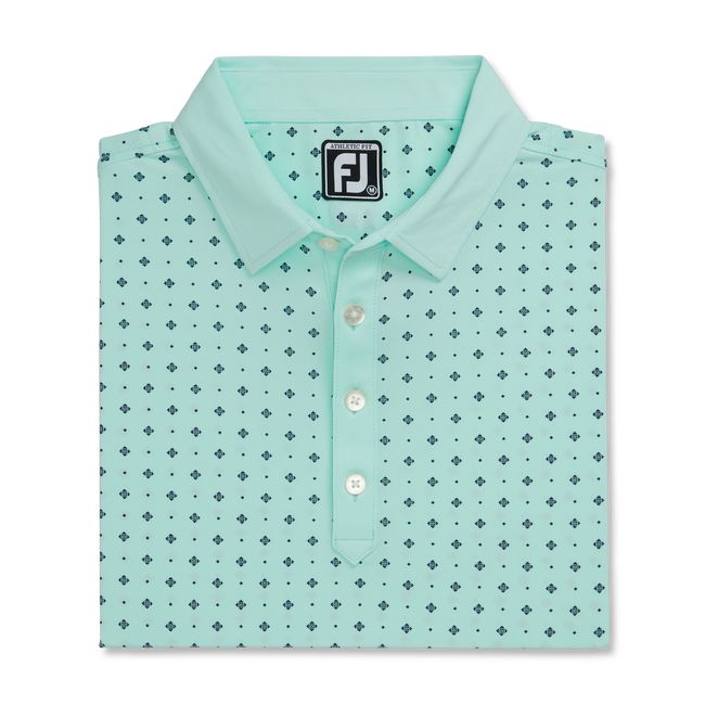 Footjoy Turn Fit Deco Print Self Collar Hemd Herren Mintfarben | OBUXIJZ-50