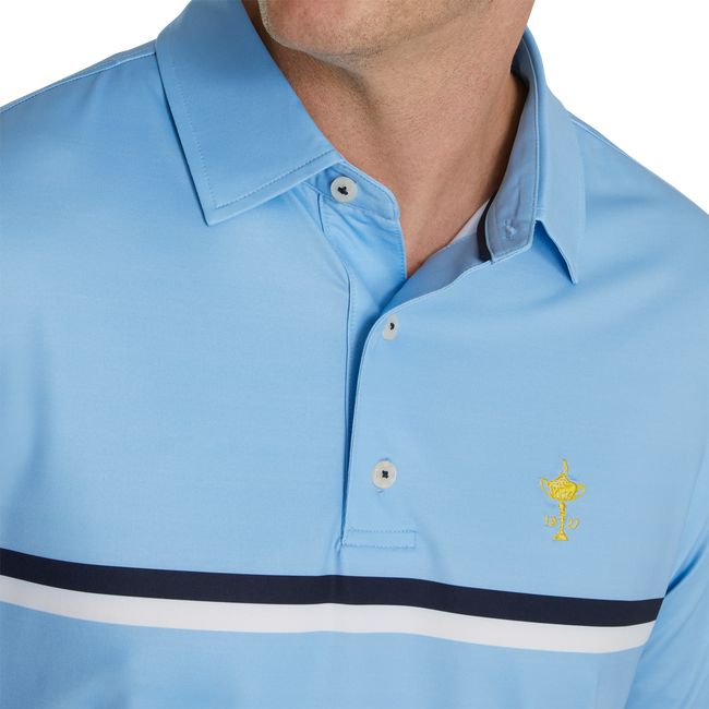 Footjoy 1927 Trophy Double Chest Stripe Self Collar Hemd Herren Blau | QJNUCVR-60