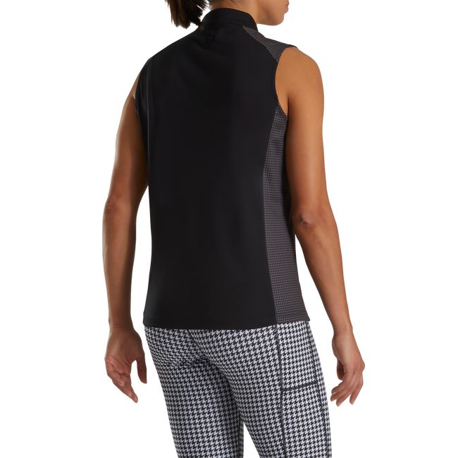 Footjoy 1/4 Zip Houndstooth Trim Hemd Damen Schwarz | KVDZXWL-16