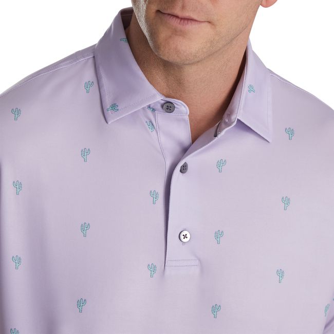 Footjoy Cactus Print Lisle Self Collar Hemd Herren Lila | RJMEQGK-15