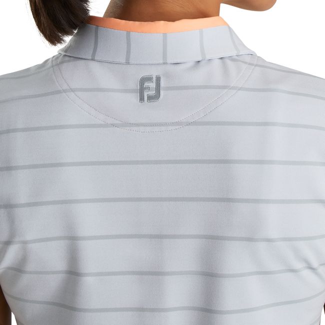 Footjoy Cap Sleeve Birdseye Stripe Jacquard Hemd Damen Grau | YCZXRBA-78