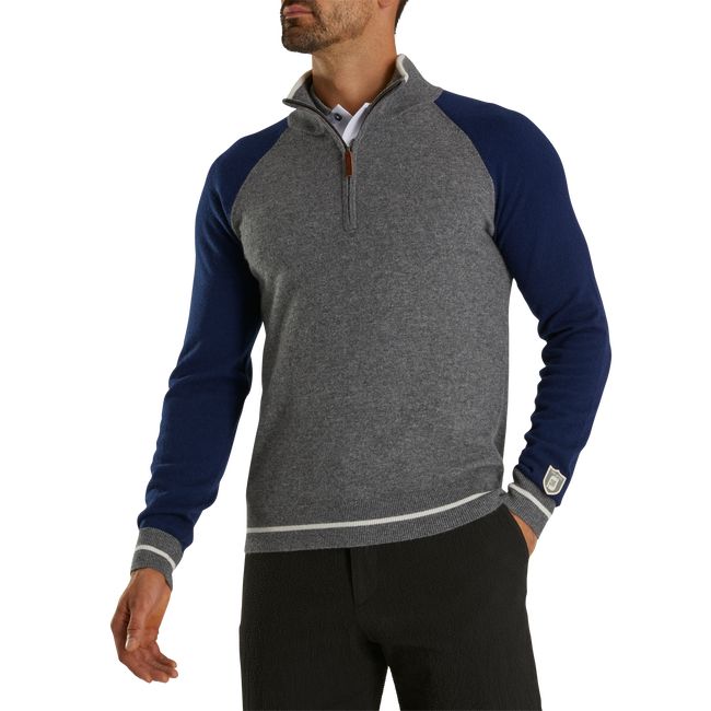 Footjoy Cashmere Quarter-Zip Pullover Sweatshirt Herren Navy Grau | CDSNWVB-71