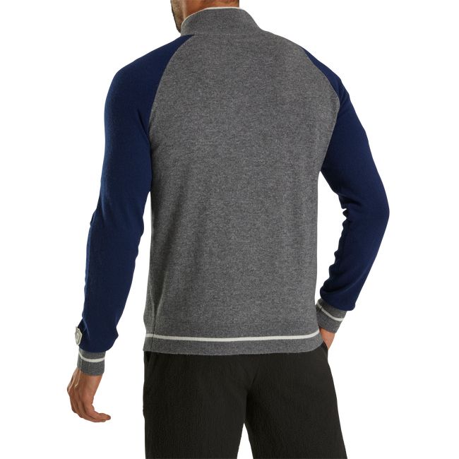 Footjoy Cashmere Quarter-Zip Pullover Sweatshirt Herren Navy Grau | CDSNWVB-71