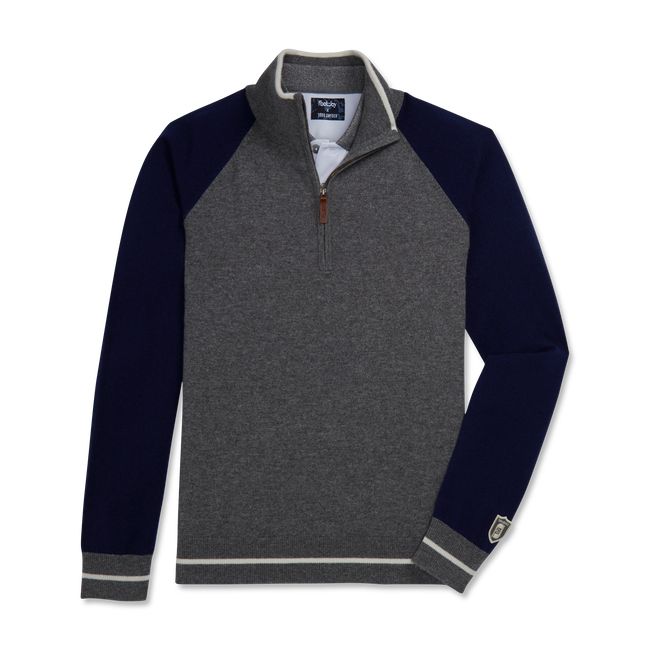 Footjoy Cashmere Quarter-Zip Pullover Sweatshirt Herren Navy Grau | CDSNWVB-71