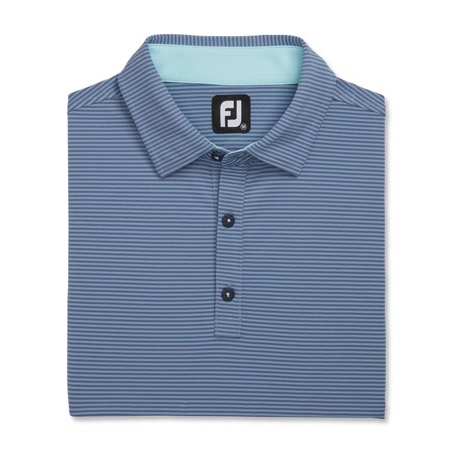 Footjoy Feeder Stripe Mix Stretch Pique Self Collar Hemd Herren Blau | NQIJOHP-85