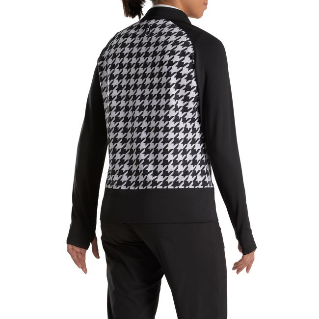 Footjoy Full-Zip Houndstooth Print Mid-Layer Sweatshirt Damen Schwarz | YLMSGWA-98