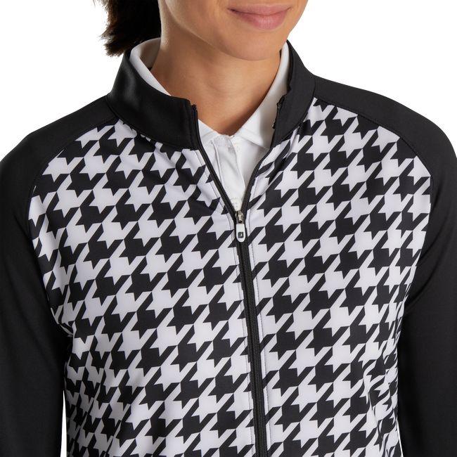 Footjoy Full-Zip Houndstooth Print Mid-Layer Sweatshirt Damen Schwarz | YLMSGWA-98