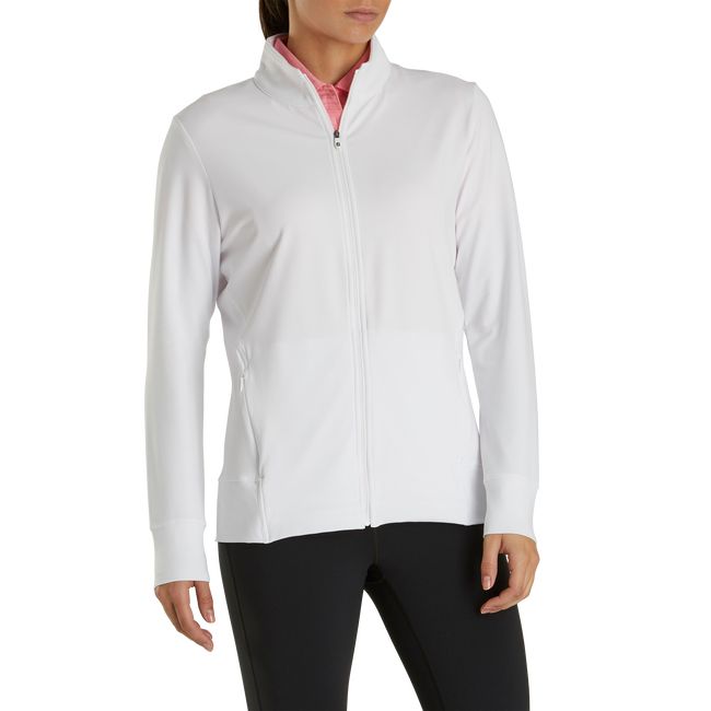 Footjoy Full-Zip Panel Pocket Mid Layer Sweatshirt Damen Weiß | YABCMZD-40