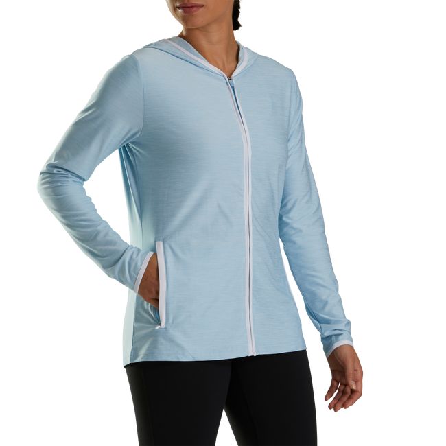 Footjoy Full-Zip Spacedye Hoodie Damen Blau | TIONFQD-09