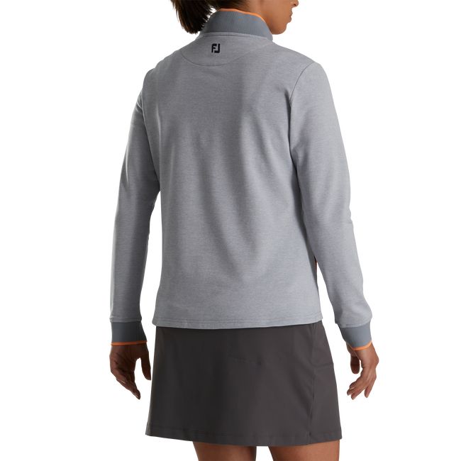 Footjoy Half-Zip Fleece Back Pique Mid-Layer Sweatshirt Damen Grau | VZUOFQK-91