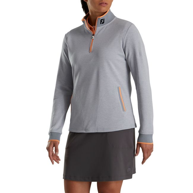 Footjoy Half-Zip Fleece Back Pique Mid-Layer Sweatshirt Damen Grau | VZUOFQK-91