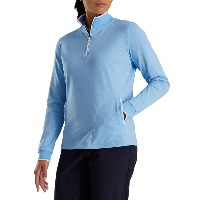 Footjoy Half-Zip Fleece Back Pique Mid-Layer Sweatshirt Damen Blau | ZMTKAJF-79