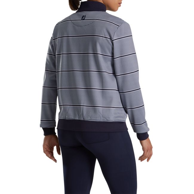 Footjoy Half-Zip Houndstooth Print Mid-Layer Sweatshirt Damen Navy | ZWNITUV-56