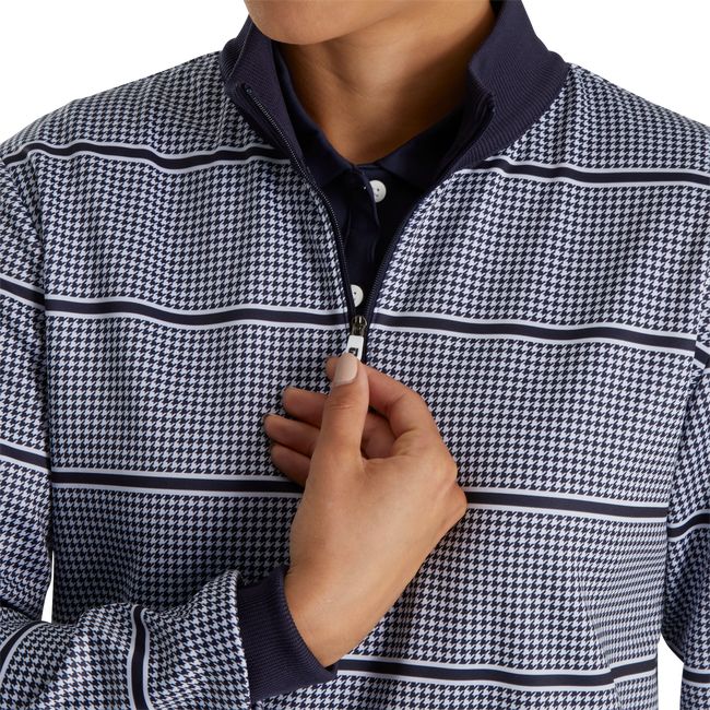 Footjoy Half-Zip Houndstooth Print Mid-Layer Sweatshirt Damen Navy | ZWNITUV-56