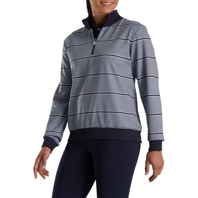 Footjoy Half-Zip Houndstooth Print Mid-Layer Sweatshirt Damen Navy | ZWNITUV-56