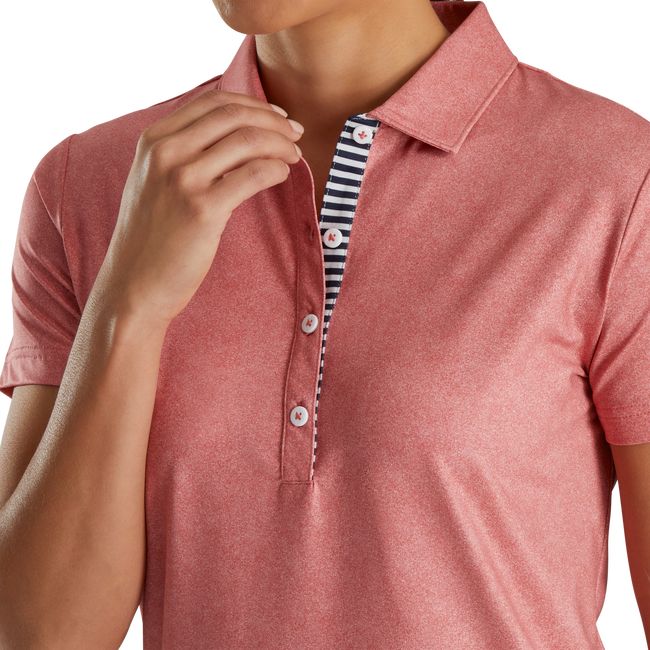 Footjoy Heather Lisle Self Collar Hemd Damen Rot | OBYNCQU-12