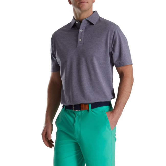 Footjoy Heather Stretch Pique Solid Self Collar Hemd Herren Grau | PJYCXEQ-27