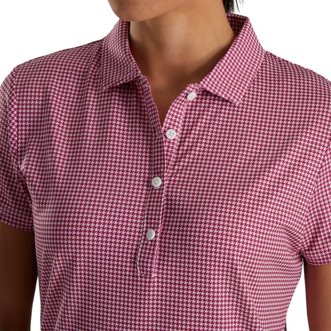 Footjoy Houndstooth Lisle Hemd Damen Rosa | ZAGRIBC-13