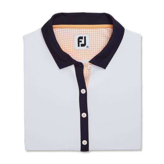 Footjoy Houndstooth Print Trim Hemd Damen Weiß Navy | MORSBQK-83