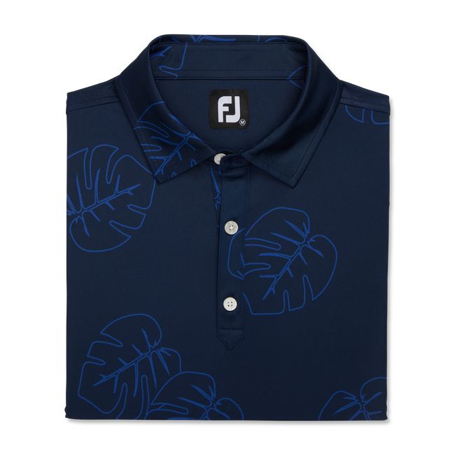 Footjoy Jungle Leaf Print Lisle Self Collar Hemd Herren Navy | KRTAQED-82