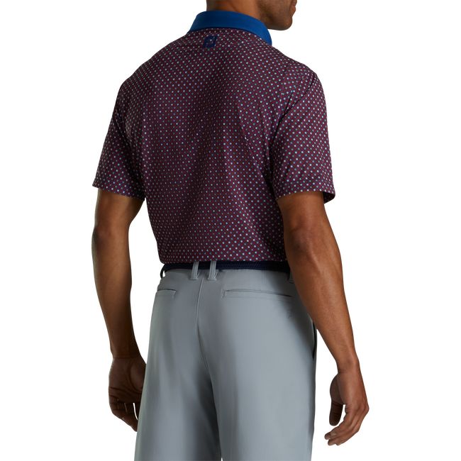 Footjoy Lisle Circle Print Self Collar Hemd Herren Bordeaux | FVQNKPZ-71