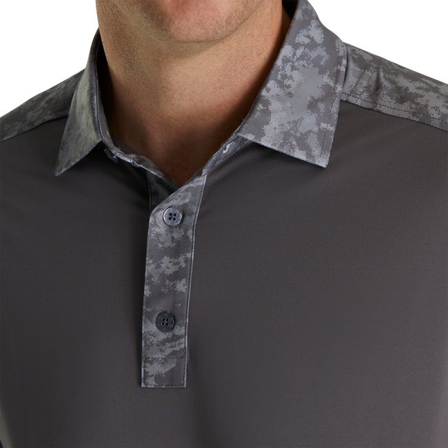 Footjoy Lisle Cloud Camo Trim Self Collar Hemd Herren Dunkelgrau | ERNKMFB-83