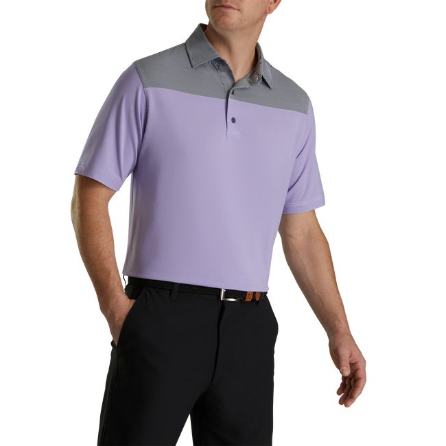 Footjoy Lisle End-On-End Block Self Collar Hemd Herren Grau Lila | XKJAHVL-25