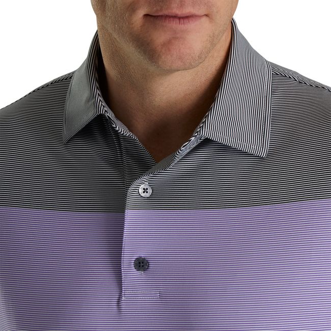 Footjoy Lisle End-On-End Block Self Collar Hemd Herren Grau Lila | XKJAHVL-25