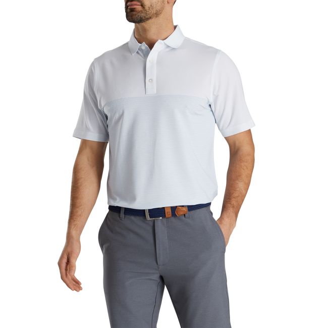 Footjoy Lisle Engineered Pin Stripe Self Collar Hemd Herren Weiß | FEKASZI-97