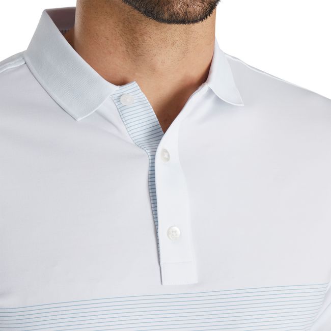 Footjoy Lisle Engineered Pin Stripe Self Collar Hemd Herren Weiß | FEKASZI-97