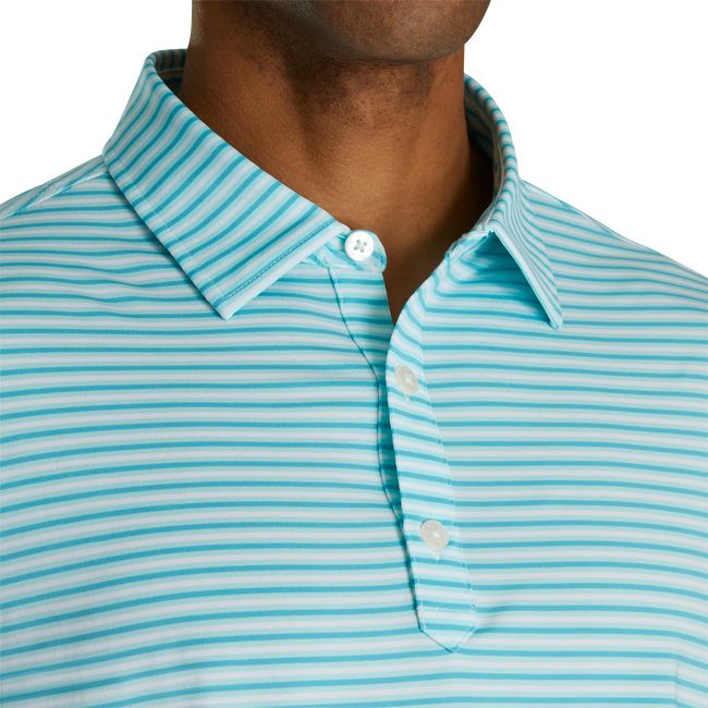 Footjoy Lisle Even Stripe Self Collar Hemd Herren Türkis | TMSZCER-62