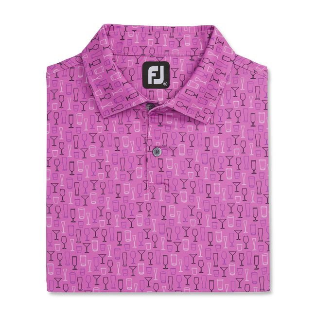 Footjoy Lisle Glass Print Self Collar Hemd Herren Fuchsie | EHPNWBR-74