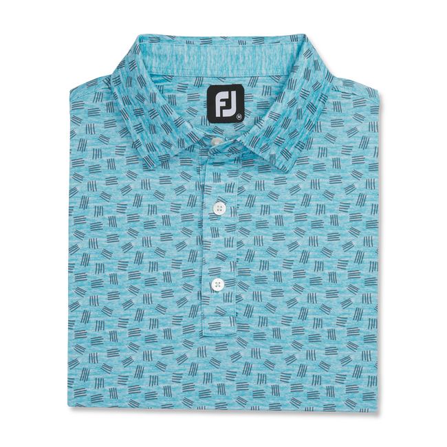 Footjoy Lisle Sketched Print Self Collar Hemd Herren Türkis | QHLIUFV-70