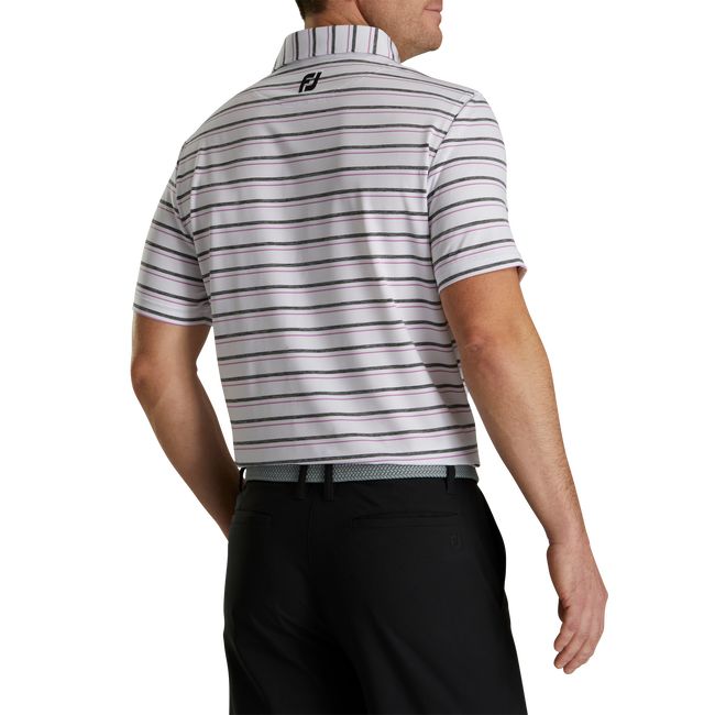 Footjoy Lisle Space Dyed Stripe Self Collar Hemd Herren Weiß | DHFCMNA-04