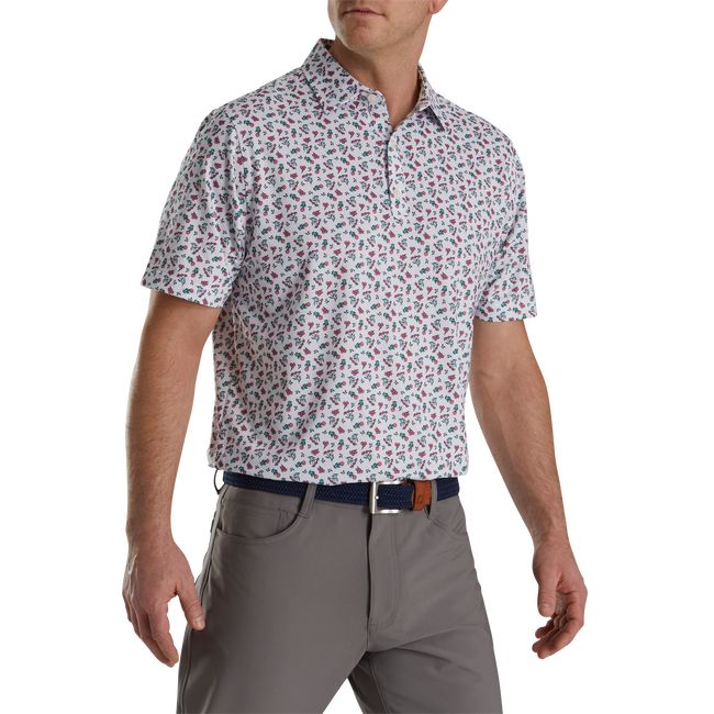 Footjoy Mini Floral Lisle Self Collar Hemd Herren Blumen | YLITHRG-74