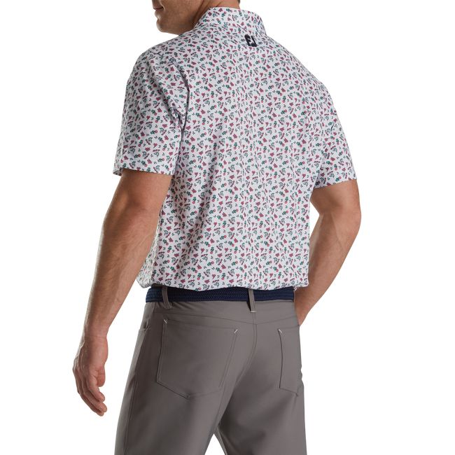 Footjoy Mini Floral Lisle Self Collar Hemd Herren Blumen | YLITHRG-74