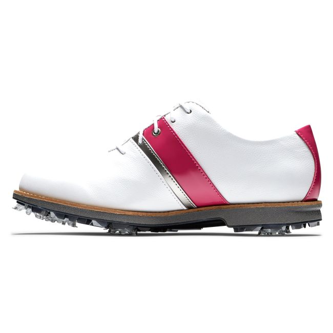 Footjoy MyJoys Premiere Series - Traditional Stollen Golfschuhe Damen Weiß Fuchsie | SDUMCKZ-49