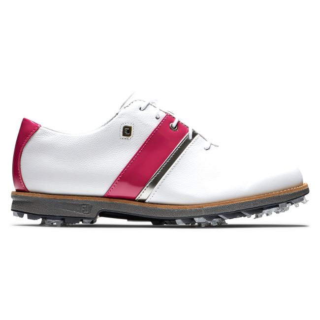 Footjoy MyJoys Premiere Series - Traditional Stollen Golfschuhe Damen Weiß Fuchsie | SDUMCKZ-49