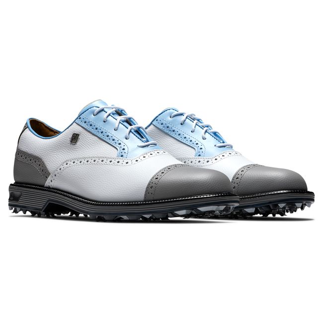 Footjoy Myjoys Premiere Series - Tarlow Stollen Golfschuhe Herren Weiß Hellblau Grau | KHTCPSD-63